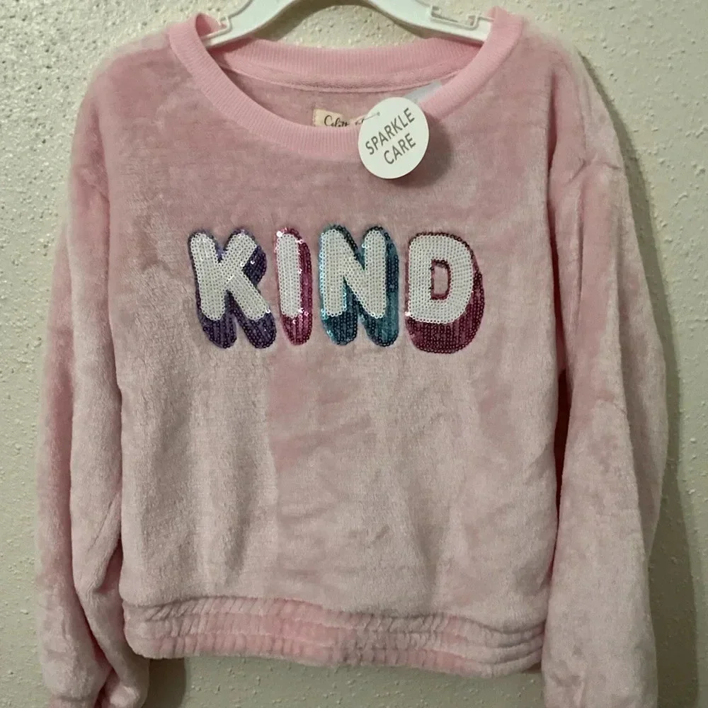 Colette Lilly Girls Pink Sequined Long Sleeve Top Size 6X NWOT